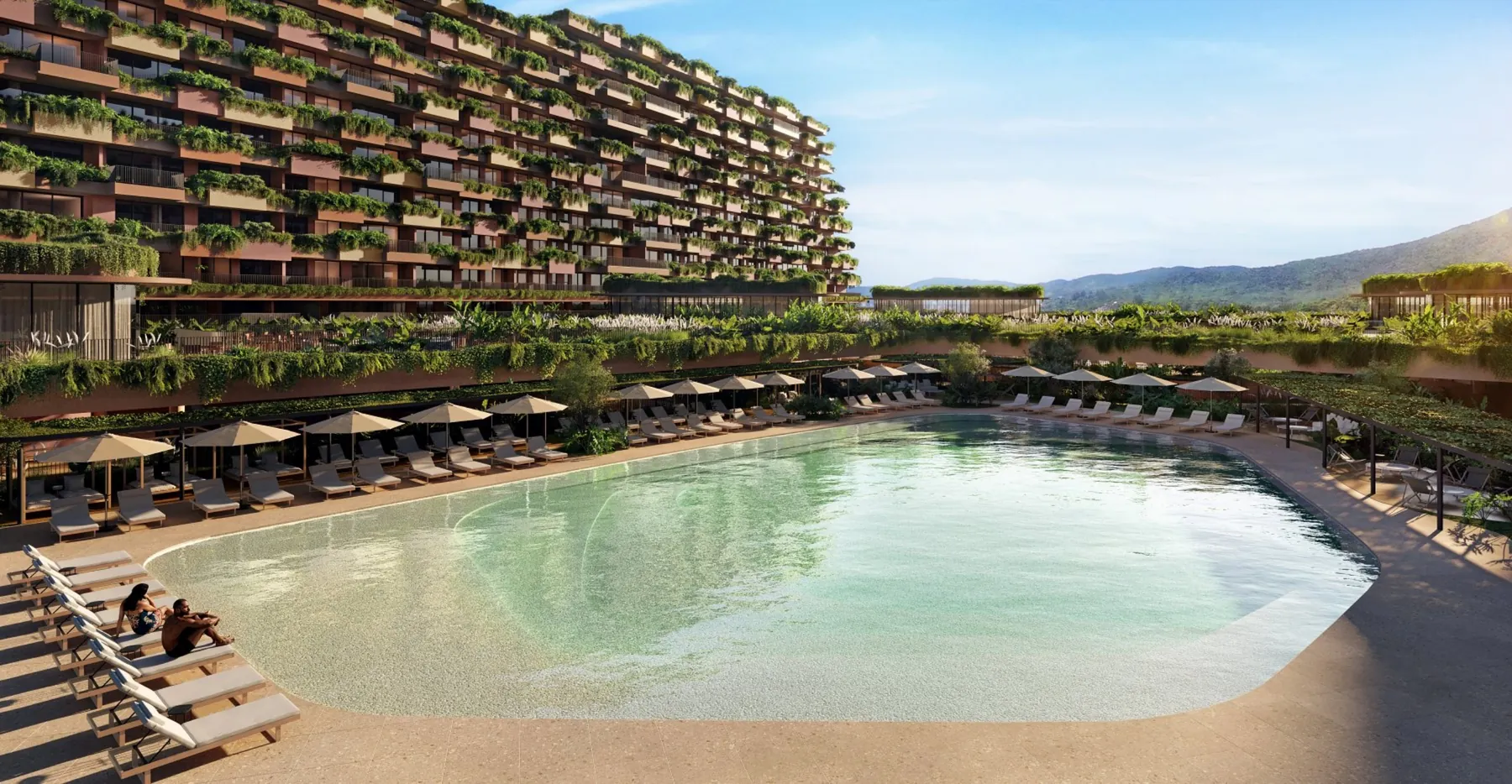 Piscina do TERRA All Resort entre as torres