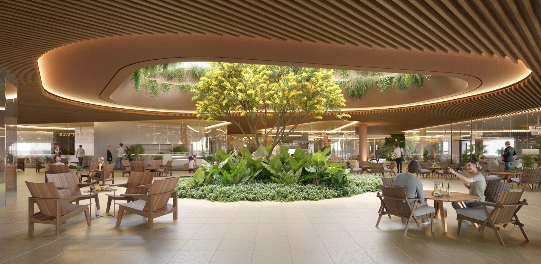 Interior do Shops All Resort com jardim central
